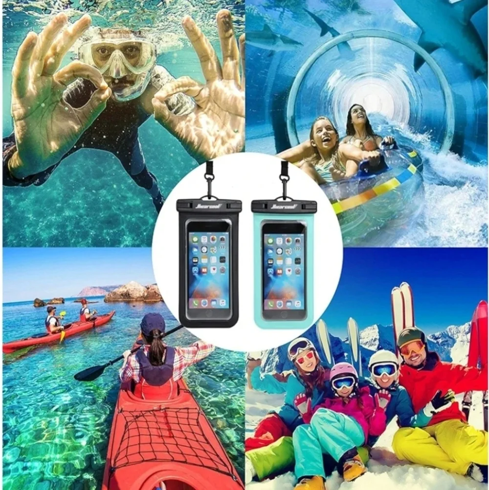🩷 3/$15 Hiearcool Set of 2 Waterproof Phone Pouches, Black and Blue, 8.3